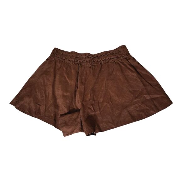 Anthropologie Somerset Linen Shorts in Cocoa Brown L Beachy Smocked New MSRP $98 - Picture 5 of 13